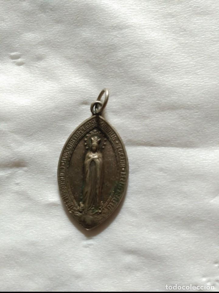 Antig&uuml;edades: medalla en plata sagrado corazon e inmaculada - Foto 1