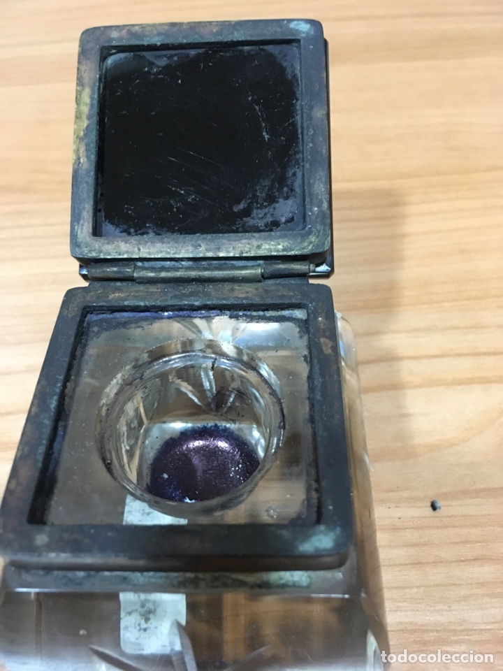 Antig&uuml;edades: TINTERO CRISTAL TAPA NEGRA - Foto 1