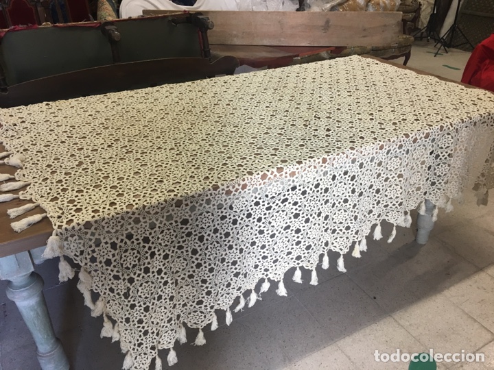 Antig&uuml;edades: Colcha de ganchillo hecha a mano - Foto 4