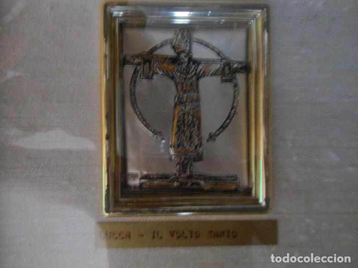 Antig&uuml;edades: CUADRO CON LAMINA DE PLATA DE SAN LUCAS - Foto 3