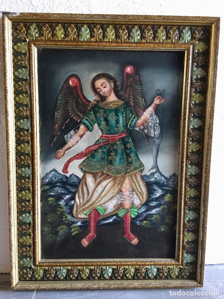 Antig&uuml;edades: -CUADRO ARCANGEL MARCO TALLADO - Foto 1