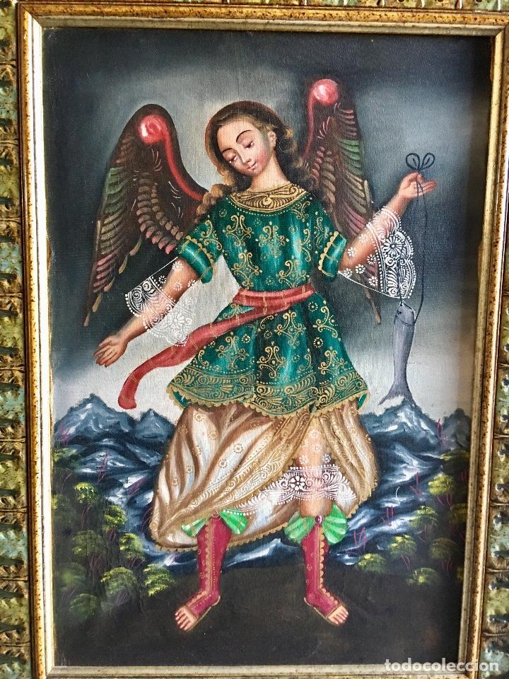 Antig&uuml;edades: -CUADRO ARCANGEL MARCO TALLADO - Foto 3