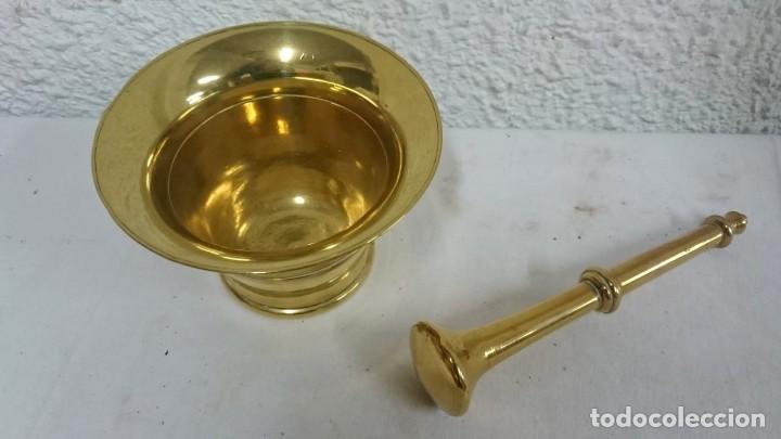Antig&uuml;edades: almidez, mortero de bronce, impecable. - Foto 2