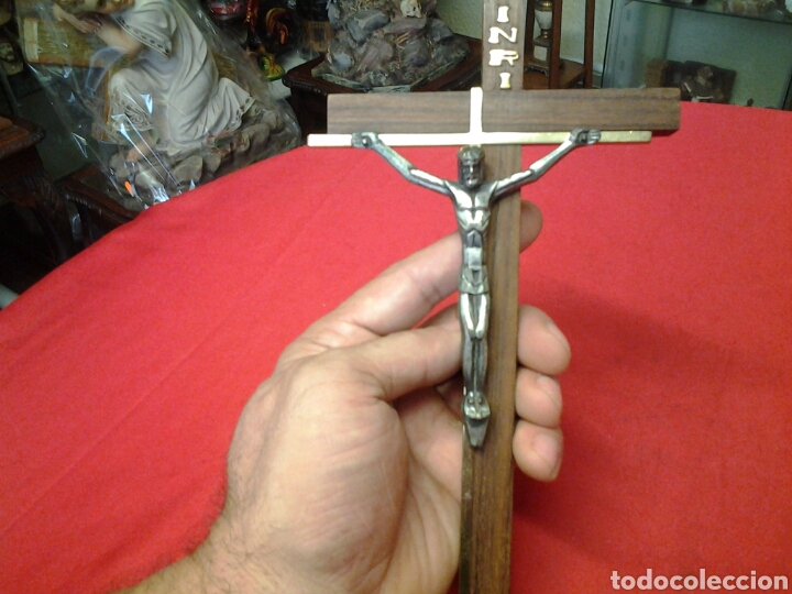 Antig&uuml;edades: Crucifijo en madera metal y bronce - Foto 2