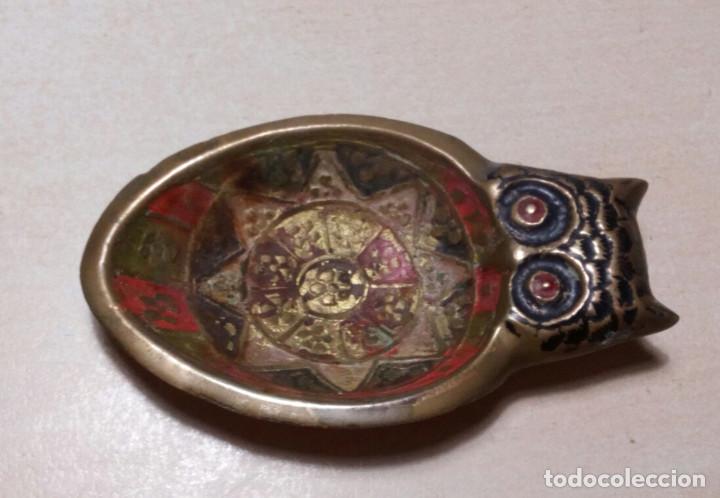 Antig&uuml;edades: BANDEJA.CENICERO.PLATO.BRONCE ANTIGUO.POLICROMADO.(1960)