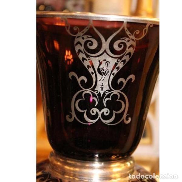 Antig&uuml;edades: Antiguo jarr&oacute;n de cristal y plata - Foto 3