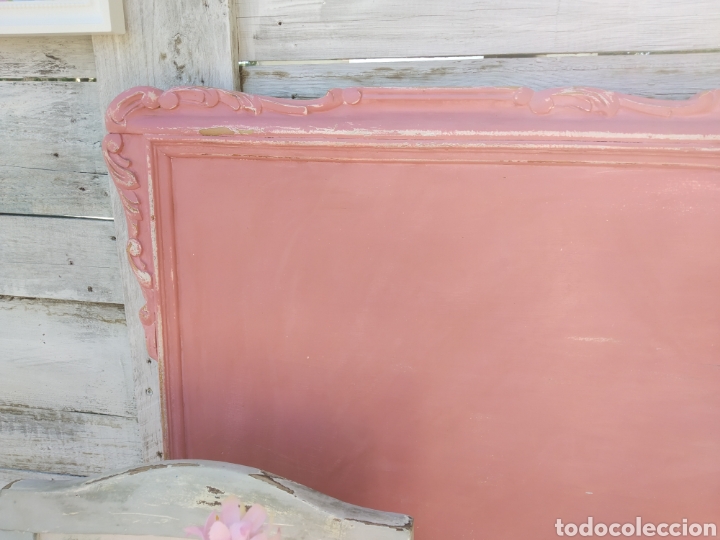 Antig&uuml;edades: Cabecero antiguo decapado en rosa - Foto 4