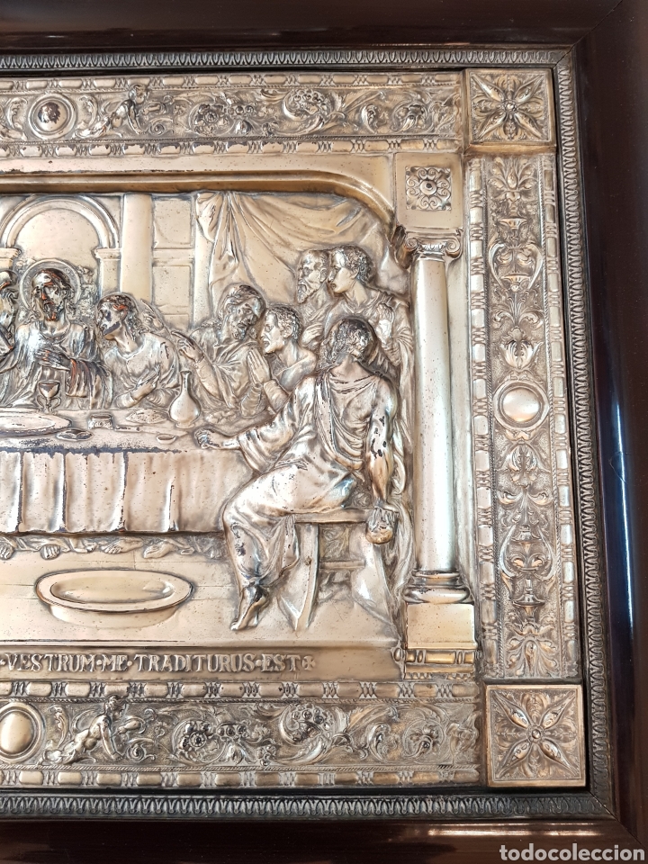 Antig&uuml;edades: CUADRO ULTIMA CENA CON MARCO ORIGINAL DE EPOCA - Foto 2
