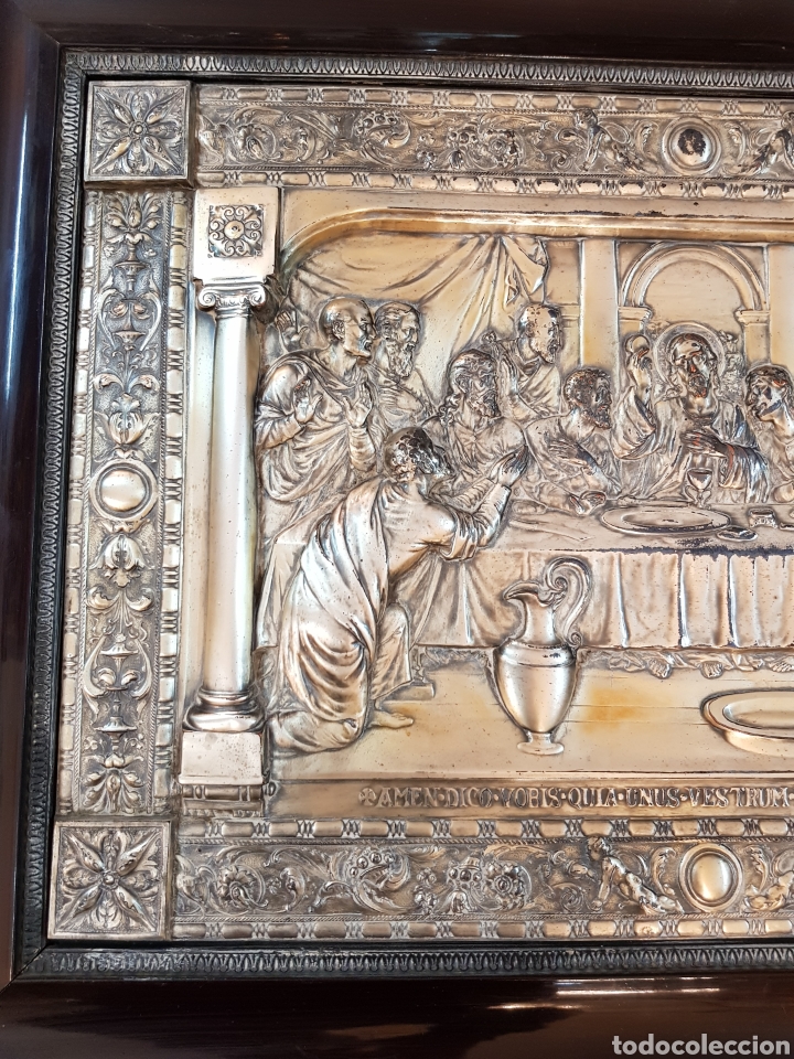Antig&uuml;edades: CUADRO ULTIMA CENA CON MARCO ORIGINAL DE EPOCA - Foto 3