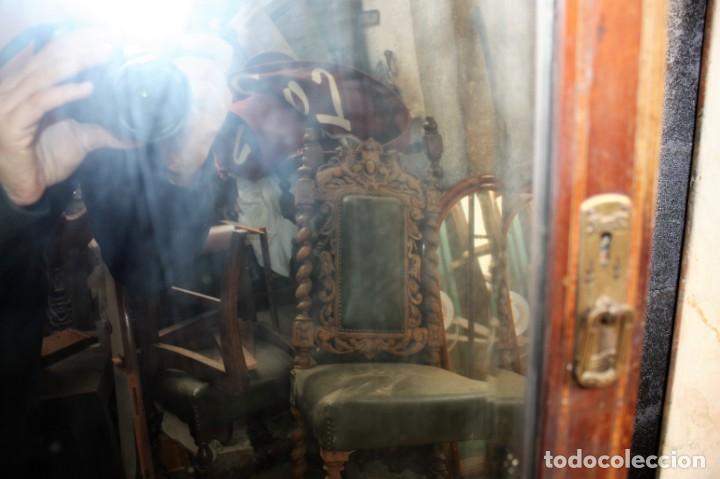 Antig&uuml;edades: Espejo biselado con marco de madera con marqueter&iacute;a. - Foto 5