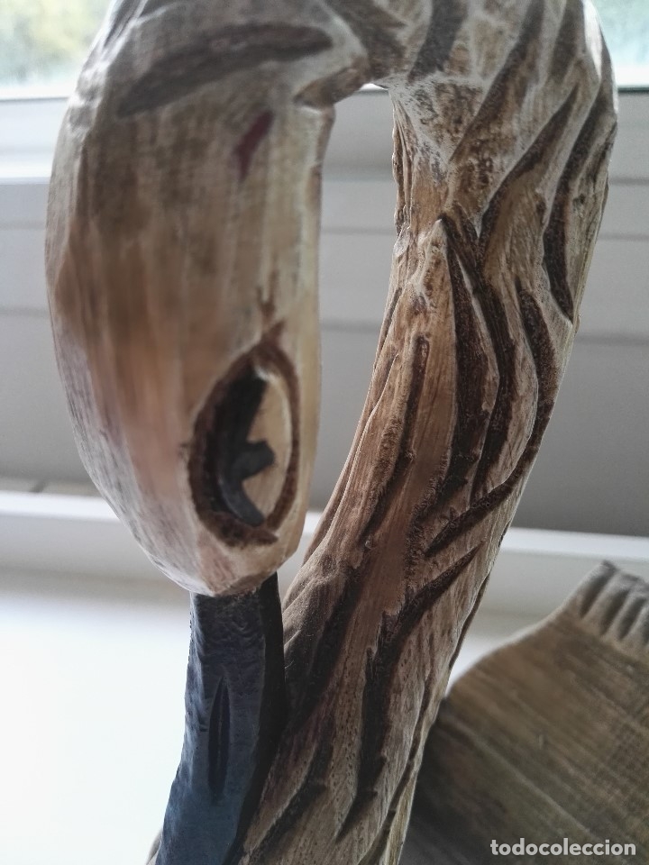 Antig&uuml;edades: Cisne de madera policromada antiguo - Foto 5
