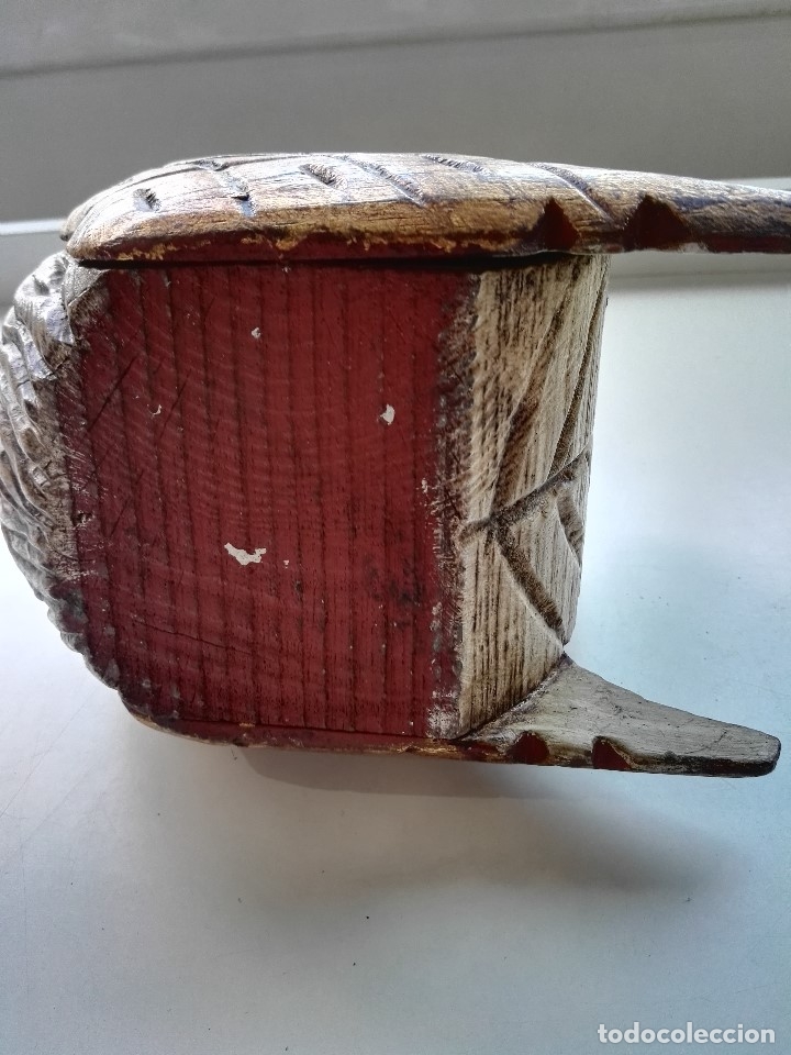 Antig&uuml;edades: Cisne de madera policromada antiguo - Foto 8