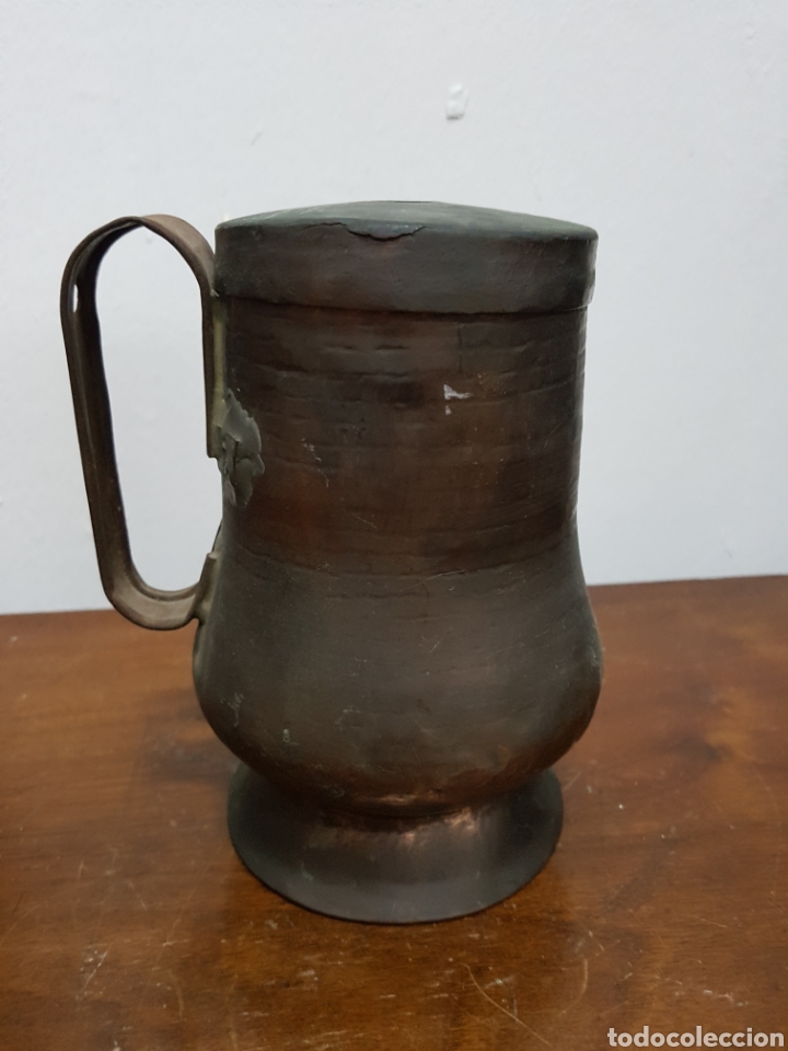 Antig&uuml;edades: Chocolatera cobre con asa vintage