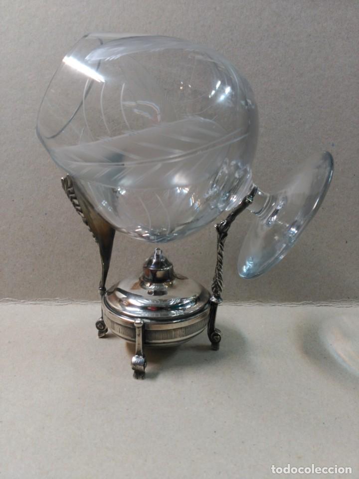 Antig&uuml;edades: CALIENTACOPAS Y COPA DE METAL Y CRISTAL - Foto 1