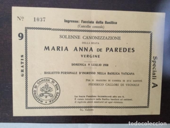 Antiquit&auml;ten: Entradas a la misa de canonizaci&oacute;n de la Beata Maria Ana de Jes&uacute;s Paredes, Vaticano, Roma, 1950