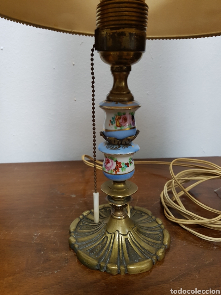 Antig&uuml;edades: L&aacute;mpara bronce y cer&aacute;mica - Foto 2
