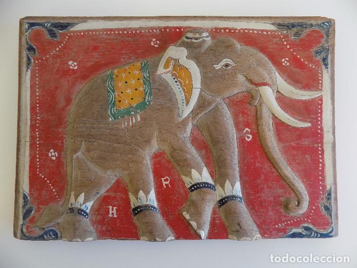 Antiquit&auml;ten: Cuadro con Elefante tallado en Madera. Nuevo, a estrenar!