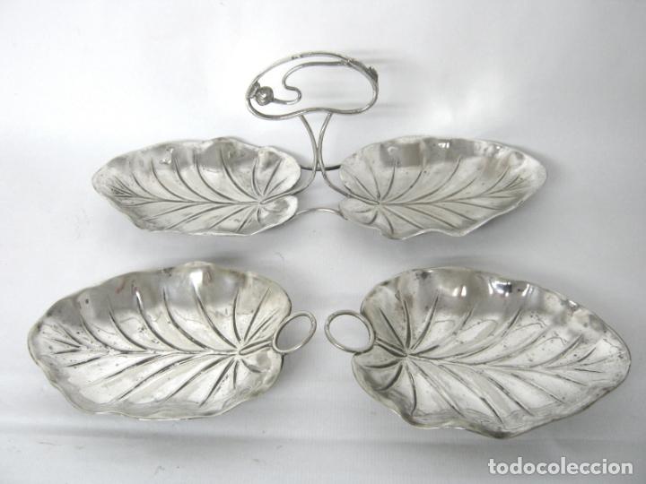 Antig&uuml;edades: 40 cm - Plata Meneses Madrid marcas - conjunto centros de mesa modernista art Nouveau