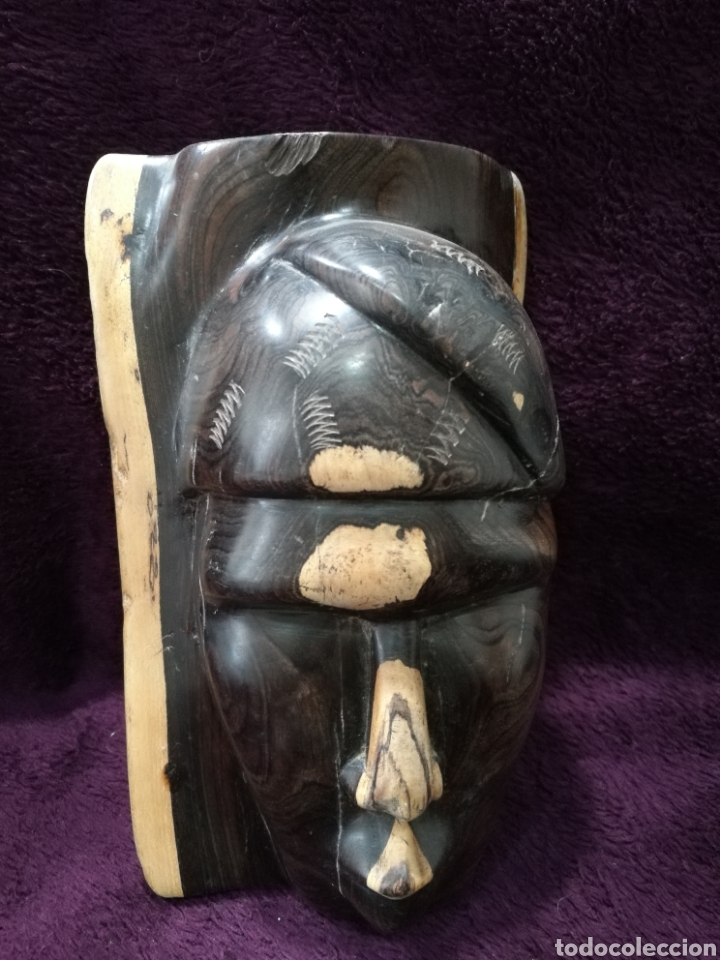 Antiques: Figura &eacute;tnica rostro tallado en madera