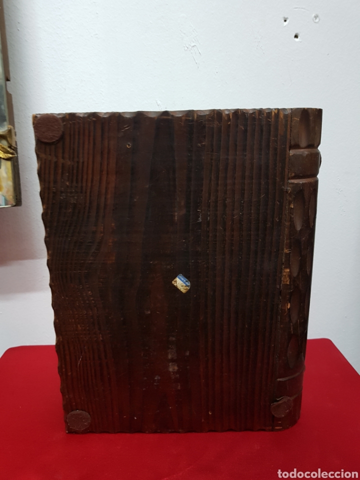 Antig&uuml;edades: Caja de madera forma libro vintage - Foto 3