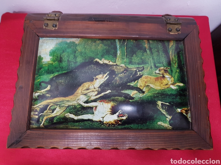 Antig&uuml;edades: Caja de madera forma libro vintage - Foto 5
