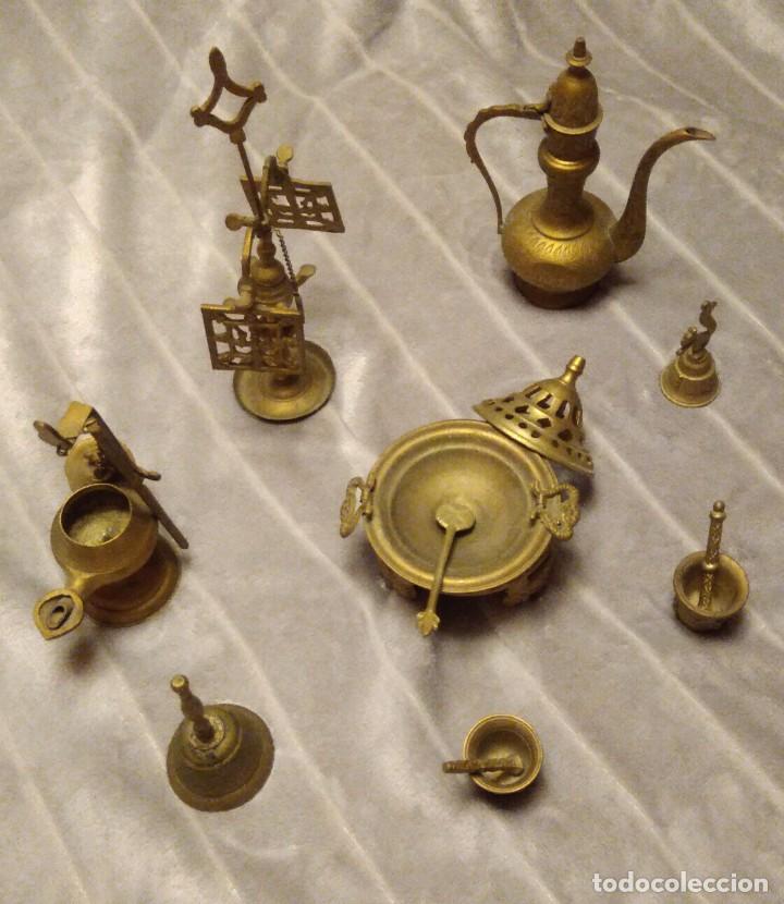 Antiguidades: CONJUNTO DE 8 INSTRUMENTOS ANTIGUOS DE BRONCE EN MINIATURA