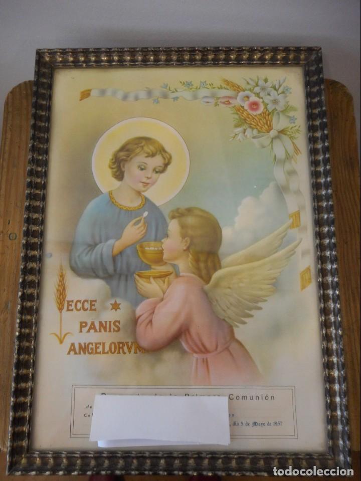 Antig&uuml;edades: Cuadro con recordatorio de comuni&oacute;n 1957 - Foto 1