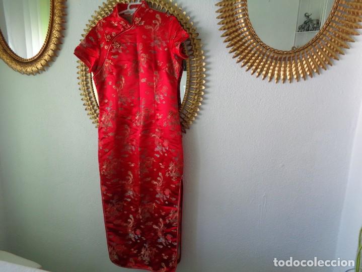 Antig&uuml;edades: BONITO KIMONO EN SEDA BROCADA COLO ROJO - Foto 6