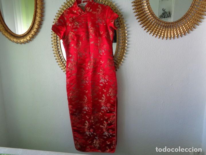 Antig&uuml;edades: BONITO KIMONO EN SEDA BROCADA COLO ROJO - Foto 7