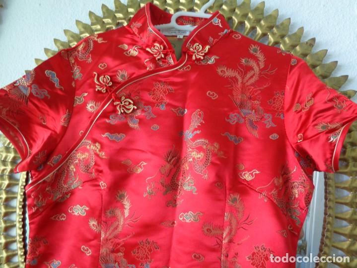 Antig&uuml;edades: BONITO KIMONO EN SEDA BROCADA COLO ROJO - Foto 11