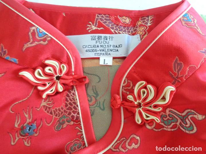 Antig&uuml;edades: BONITO KIMONO EN SEDA BROCADA COLO ROJO - Foto 18