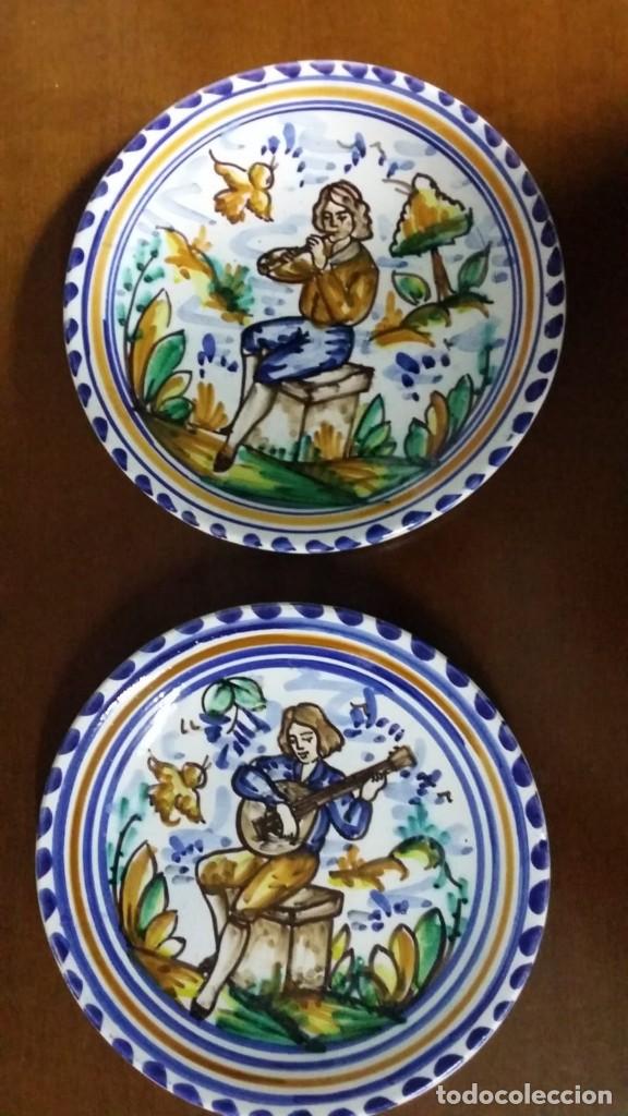 Oggetti Antichi: platos de cer&agrave;mica pintados a mano,tipo triana, estilo m&ugrave;sicos