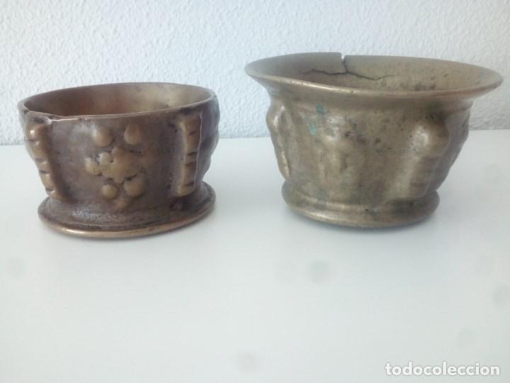 Antig&uuml;edades: 3 Antiguos Morteros-Almirez. Bronce y alabastro. - Foto 2