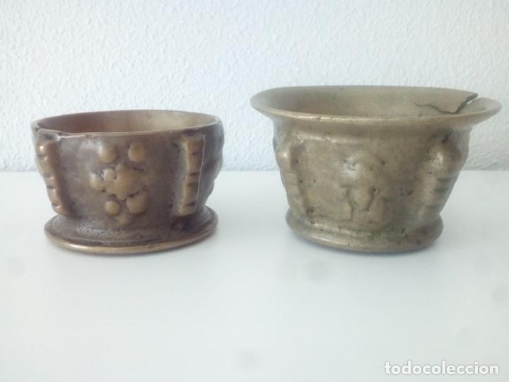 Antig&uuml;edades: 3 Antiguos Morteros-Almirez. Bronce y alabastro. - Foto 9