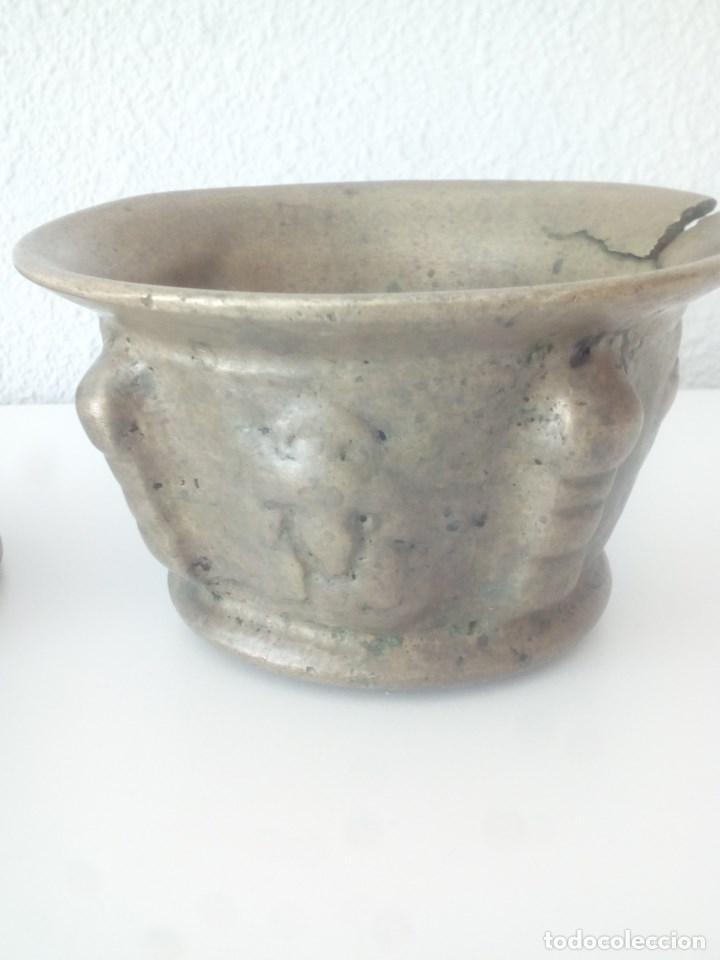 Antig&uuml;edades: 3 Antiguos Morteros-Almirez. Bronce y alabastro. - Foto 11