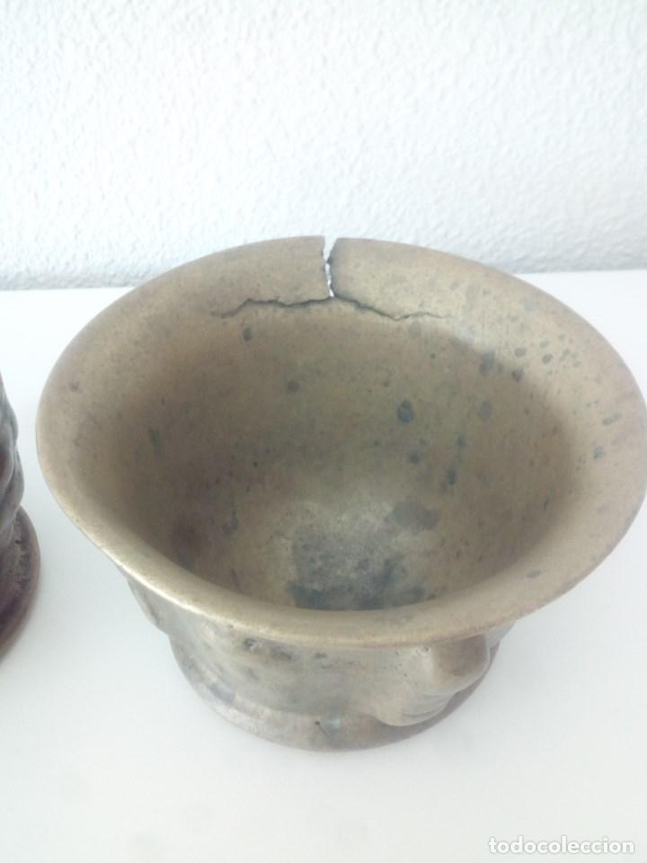 Antig&uuml;edades: 3 Antiguos Morteros-Almirez. Bronce y alabastro. - Foto 12