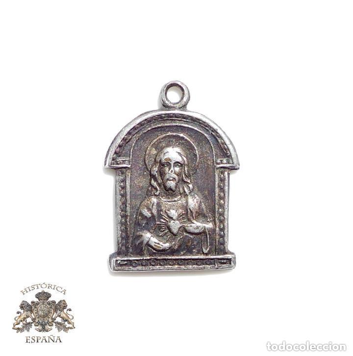 Antig&uuml;edades: ANTIGUA MEDALLA CORAZ&Oacute;N DE JES&Uacute;S - Foto 1