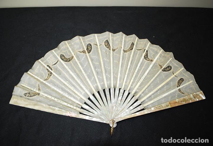 Antig&uuml;edades: ABANICO ANTIGUO VARILLAJE DE N&Aacute;CAR - Foto 1