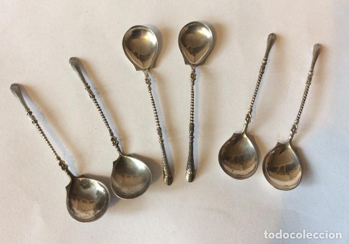 Antig&uuml;edades: Cucharillas en plata de ley 800 ml - con forma de pezu&ntilde;a - Foto 1