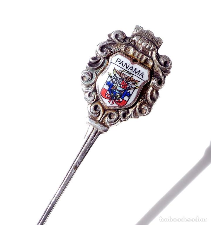 Antig&uuml;edades: CUCHARILLA DE COLECCI&Oacute;N CON ESCUDO DE PANAMA - Foto 2