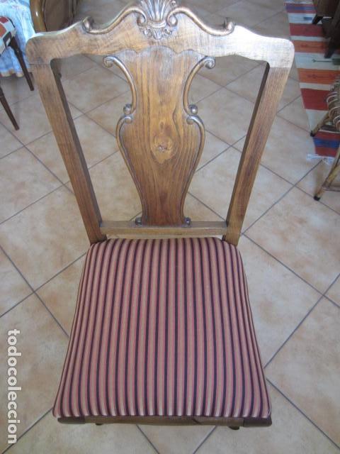 Antig&uuml;edades: SILLA DE CASTA&Ntilde;O - TAPIZADA - RESTAURADA - SIN CARCOMA + INFO. - Foto 2