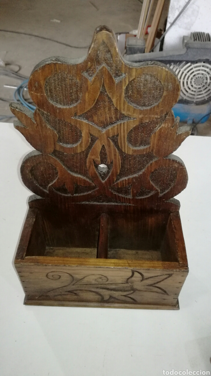 Antig&uuml;edades: Especiero de madera de pino L R - Foto 2