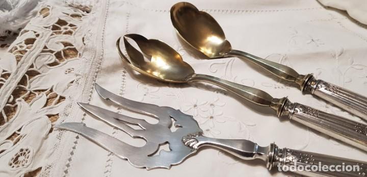 Antig&uuml;edades: Antiguos cubiertos servir mango l&aacute;mina de plata - Foto 1