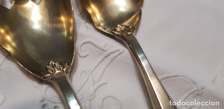 Antig&uuml;edades: Antiguos cubiertos servir mango l&aacute;mina de plata - Foto 7