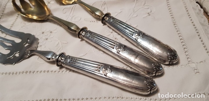 Antig&uuml;edades: Antiguos cubiertos servir mango l&aacute;mina de plata - Foto 13