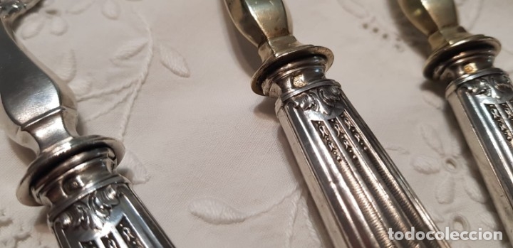 Antig&uuml;edades: Antiguos cubiertos servir mango l&aacute;mina de plata - Foto 14