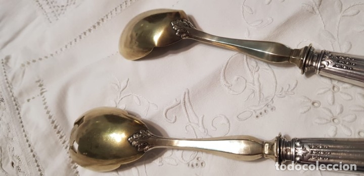 Antig&uuml;edades: Antiguos cubiertos servir mango l&aacute;mina de plata - Foto 19