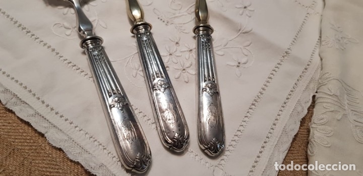Antig&uuml;edades: Antiguos cubiertos servir mango l&aacute;mina de plata - Foto 20