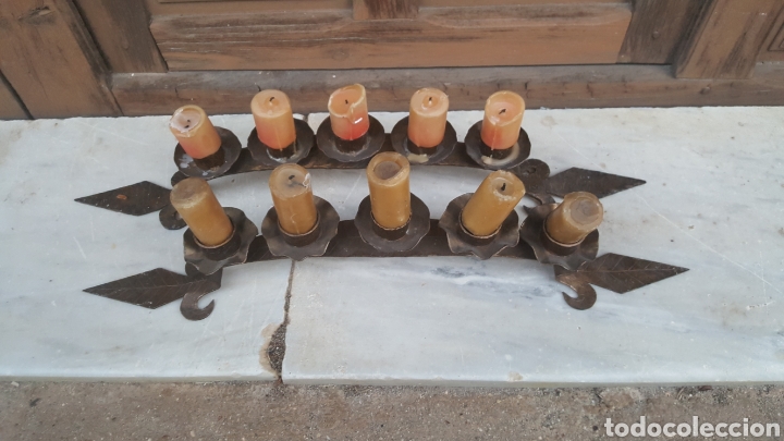 Antig&uuml;edades: Pareja candeleros de forja - Foto 2