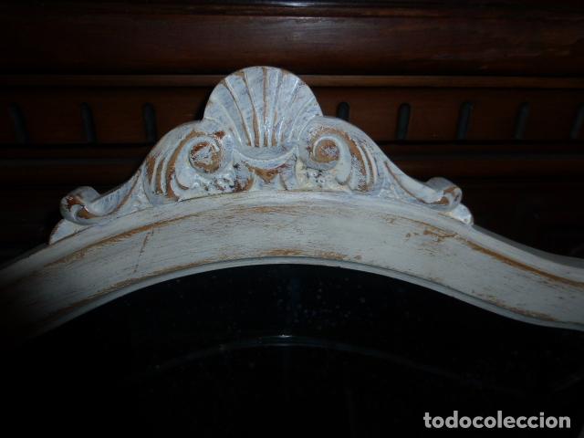 Antig&uuml;edades: ANTIGUO ESPEJO DE MADERA RESTAURADO EN BLANCO DECAPE - Foto 6